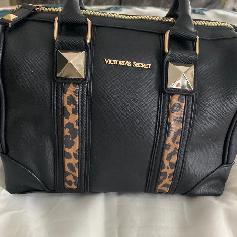 Victoria's Secret Black and Brown Structured Satchel